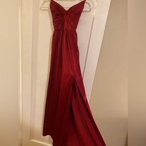 Azazie Raya Satin Dress - Pomegranate. Size 4